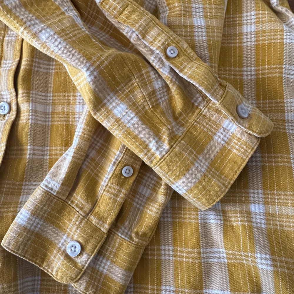 North‎ Face Yellow Plaid Boyfriend Flannel Button-Up Shirt ladies Large - Picture 9 of 9
